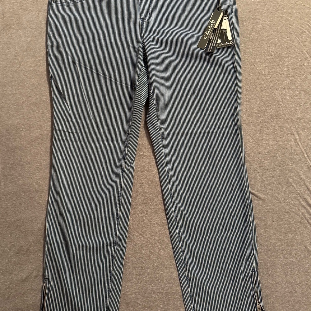 CHARLIE B- NWT Blue Straight Leg Jeans with pinstripes